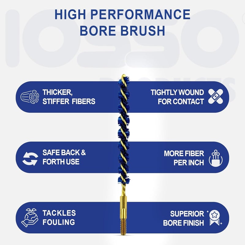 Iosso Premium Bore Brush – Blue Synthetic Fiber – Durable, Long-Lasting Tool for Gun Maintenance – Made in USA Bore Cleaning Brush (.17 Cal Rifle BORE Brush) - Image 3